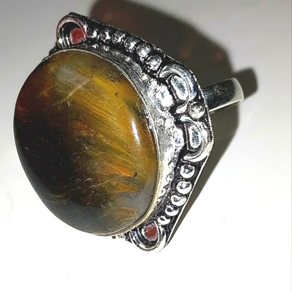 Vintage 925 Silver Ornate Statement Ring Sz 8